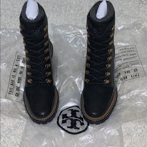 TORY BURCH MILLER MIXED MATERIALS LUG SOLE BOOT
